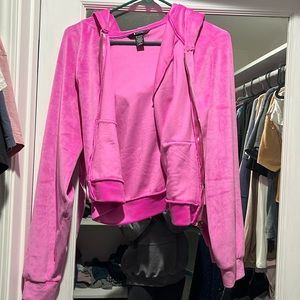 Hot pink track suit